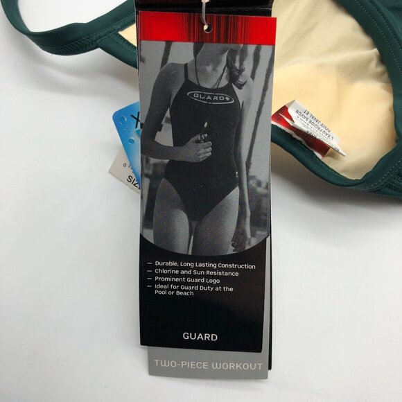 TYR Guard Moderate Cut Swim Tankini Top Dark Green White S - Picture 3 of 7